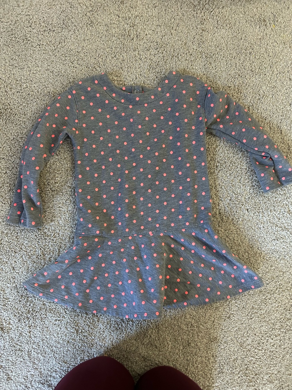 Cat & Jack 4T gray polka dot long sleeve drop waist dress